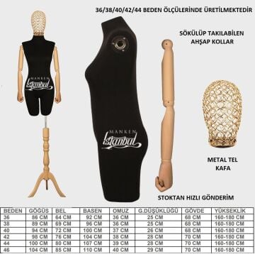Kollu Tel Kafa Pantolon Giyebilen Terzi Vitrin Mankeni