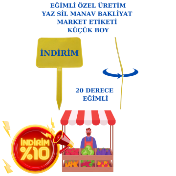 10 Adet Küçük Boy Eğimli Adet Yaz Sil Sapla Bakliyat Etiketliği Manav Etiketliği Pazarcı Etiketi