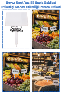 10 Adet Küçük Boy Yaz Sil Sapla Bakliyat Etiketliği Manav Etiketliği Pazarcı Etiketi