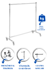 Yüksek Kalite Tekerlekli Krom Kaplama Metal Orta Stand