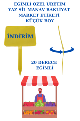 10 Adet Küçük Boy Eğimli Adet Yaz Sil Sapla Bakliyat Etiketliği Manav Etiketliği Pazarcı Etiketi SARI