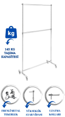 Yüksek Kalite Tekerlekli Çift Katlı Kaplama Metal Orta Stand