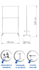 Yüksek Kalite Tekerlekli Çift Katlı Krom Kaplama Metal Orta Stand