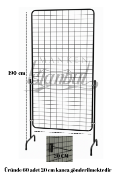 60 Adet Askı Çubuklu Otomotiv Aksesuar Ürün Standı - 90 x 190 Cm Tel Pano Standı