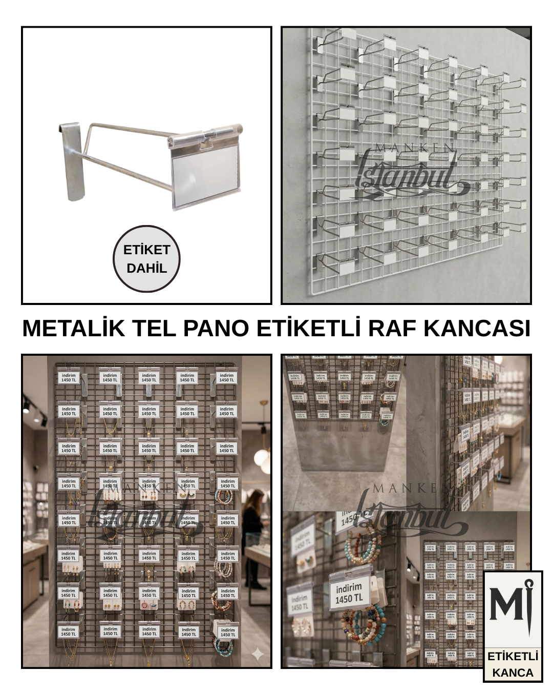 Etiketli Tel Pano Kancası Galvaniz
