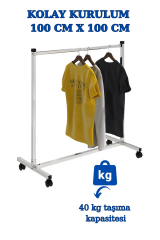 Tekerlekli Tekli Sabit Krom Metal Orta Stand