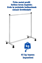 Tekerlekli Tekli Sabit Krom Metal Orta Stand