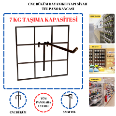 7 Kg Taşıma Kapasitesi CNC Büküm Siyah Tel Pano Kancası 15/20 Cm 20 CM - 25 adet