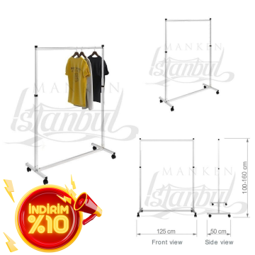 Tekerlekli Tekli Ayarlanabilir Krom Metal Orta Stand