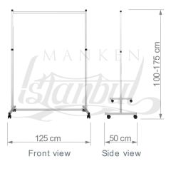 Tekerlekli Tekli Ayarlanabilir Krom Metal Orta Stand