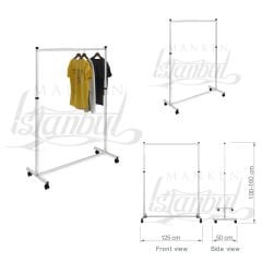 Tekerlekli Tekli Ayarlanabilir Krom Metal Orta Stand