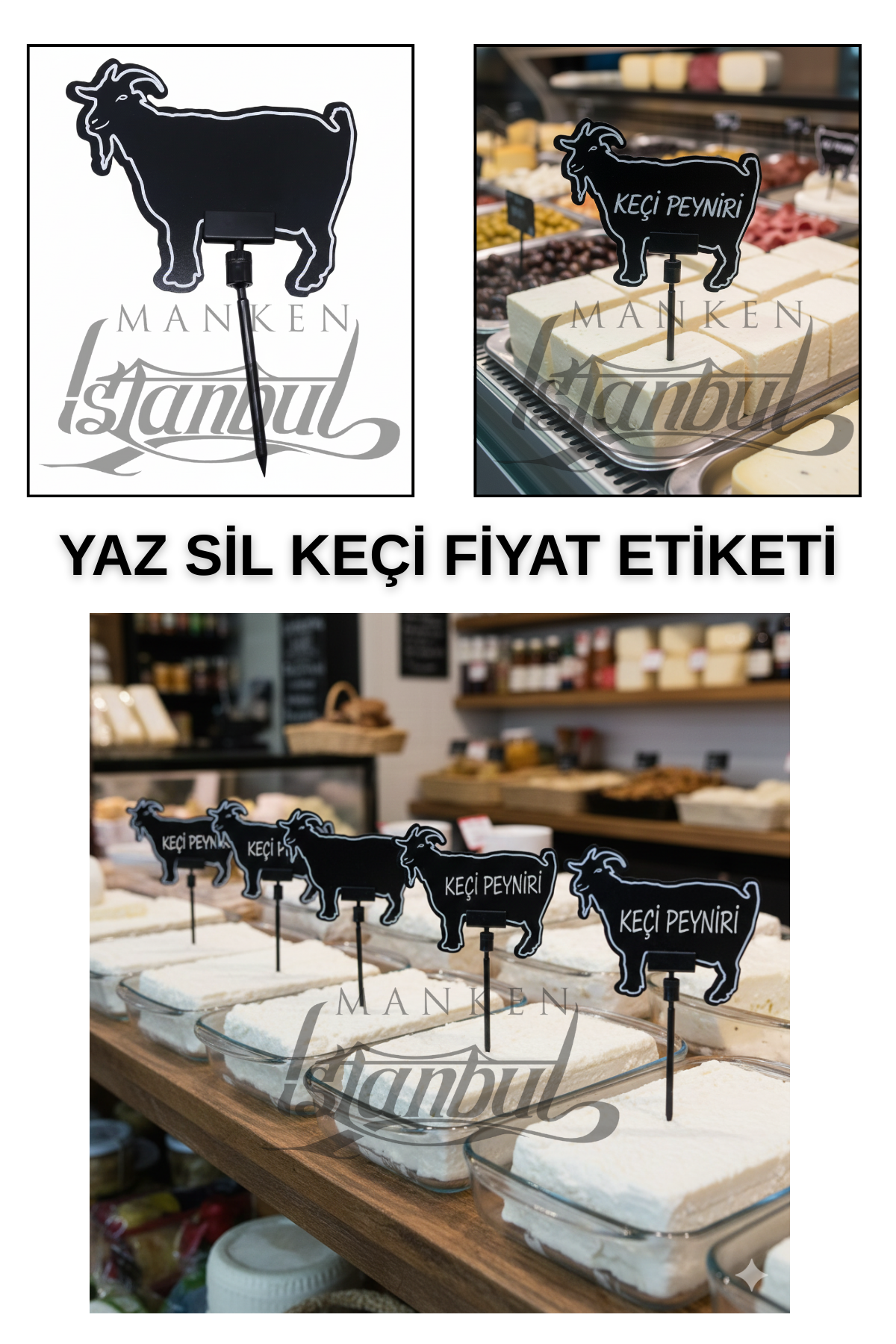 10 Adet Yaz Sil Mini Şarküteri Fiyat Etiketi Market Fiyat Etiketi 10 ADET - SAPLAMALI - KEÇİ
