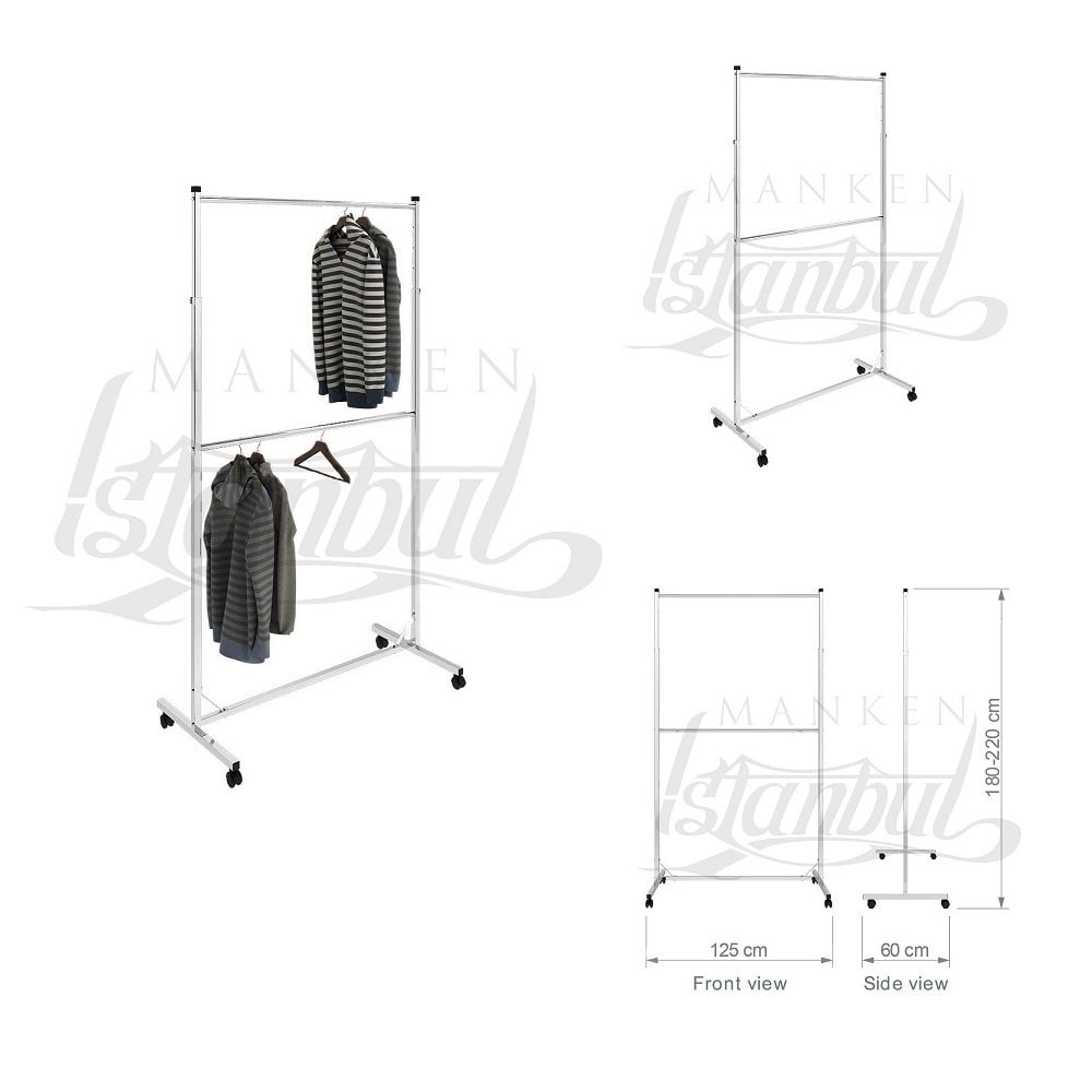 Çift Katlı Ayarlanabilir Krom Metal Orta Stand