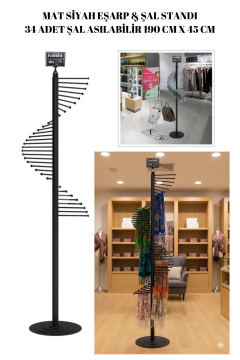Siyah Eşarp Standı Şal Standı ( 34 Şal Asılabilir )