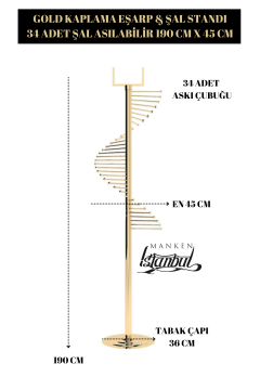 Gold Eşarp Standı Şal Standı ( 34 Şal Asılabilir )