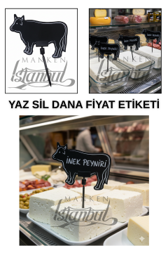 10 Adet Yaz Sil Mini Şarküteri Fiyat Etiketi Market Fiyat Etiketi 10 ADET - SAPLAMALI - İNEK
