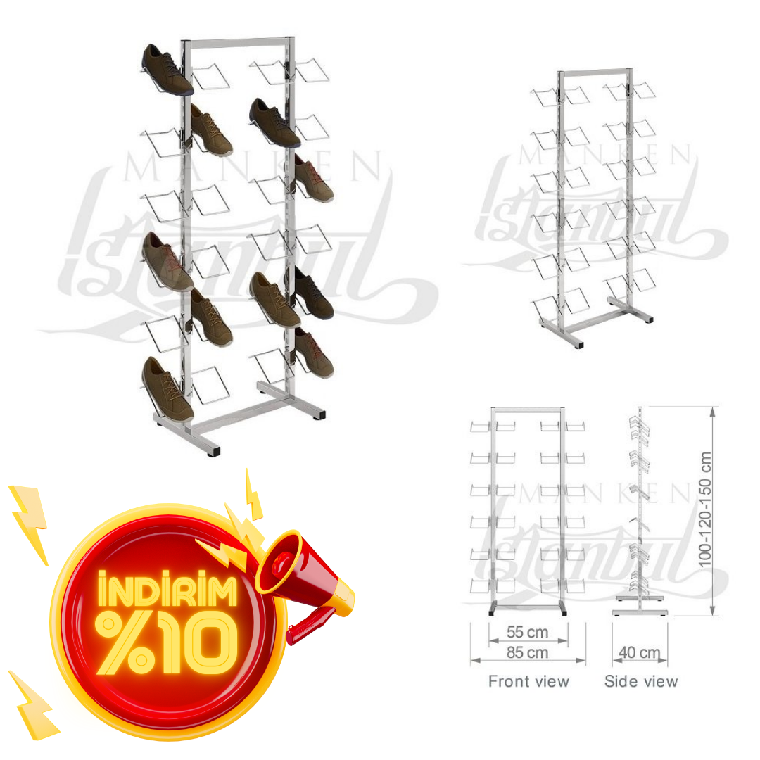 24 lü Ayakkabı Standı Krom Kaplama
