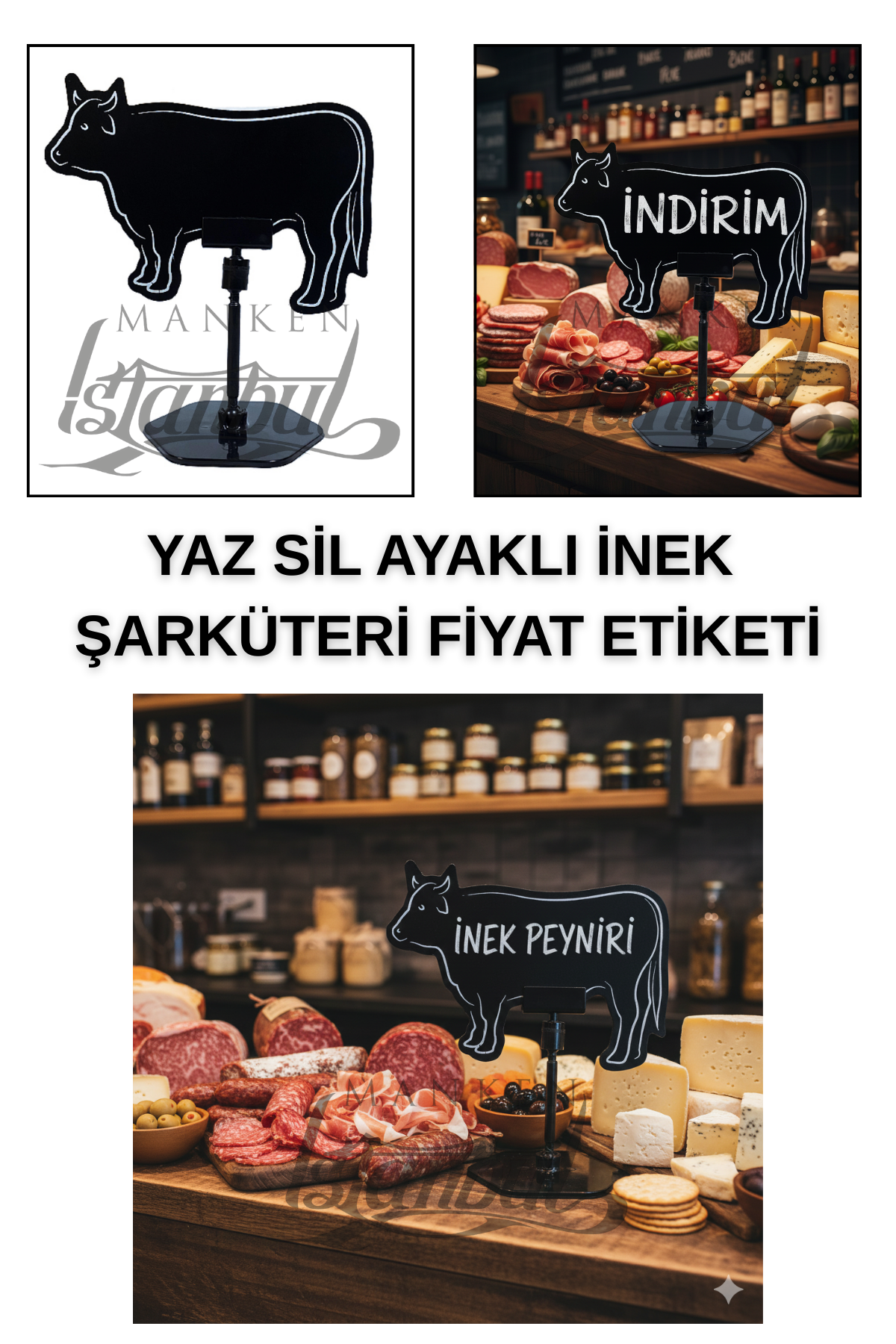 10 Adet Yaz Sil Mini Şarküteri Fiyat Etiketi Market Fiyat Etiketi 10 ADET - AYAKLI - İNEK