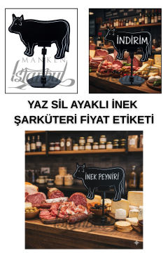 10 Adet Yaz Sil Mini Şarküteri Fiyat Etiketi Market Fiyat Etiketi 10 ADET - AYAKLI - İNEK