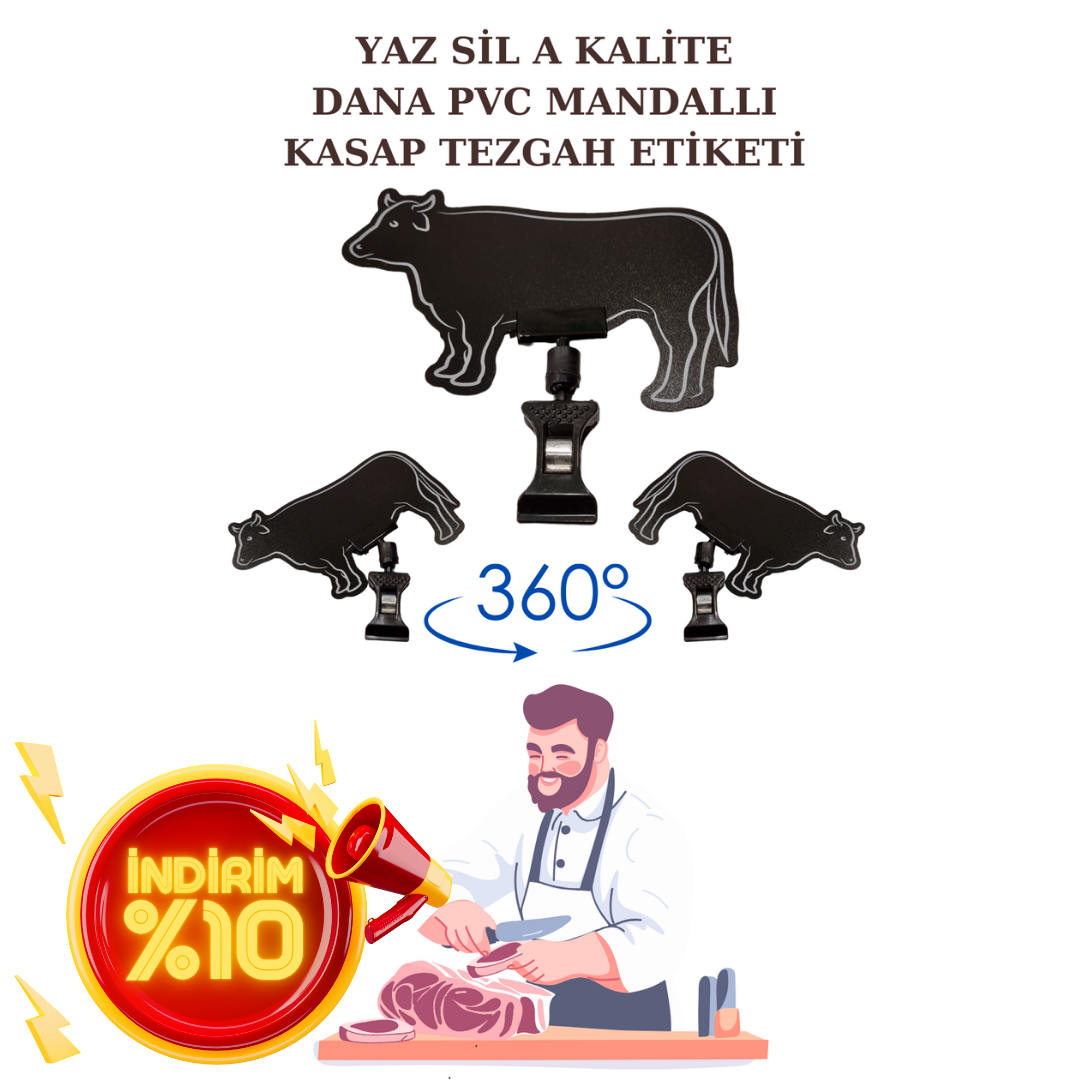 10 Adet Yaz Sil Mini Boy Mandallı Dana Kuzu Tavuk Keçi Balık Fiyat Etiketi