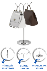 Ayarlanabilir Krom Kaplama Çanta Standı - Elegan Çanta Teşhir Askısı