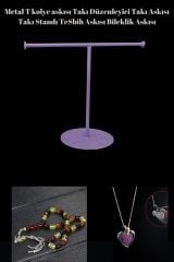 Takı Standı Tesbih Askısı Bileklik Askısı Metal T Kolye Askısı Takı Düzenleyici Takı Askısı Pembe