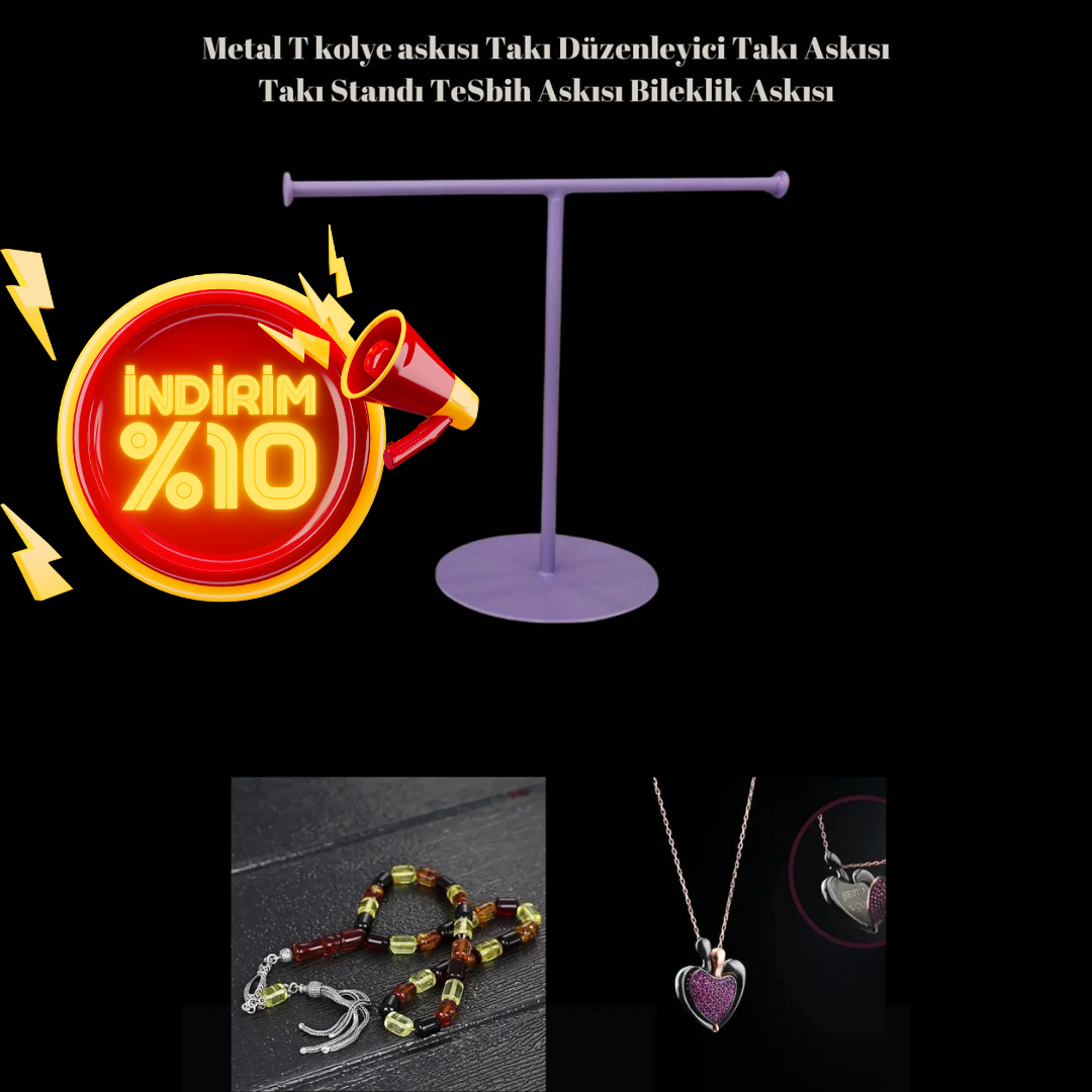 Takı Standı Tesbih Askısı Bileklik Askısı Metal T Kolye Askısı Takı Düzenleyici Takı Askısı