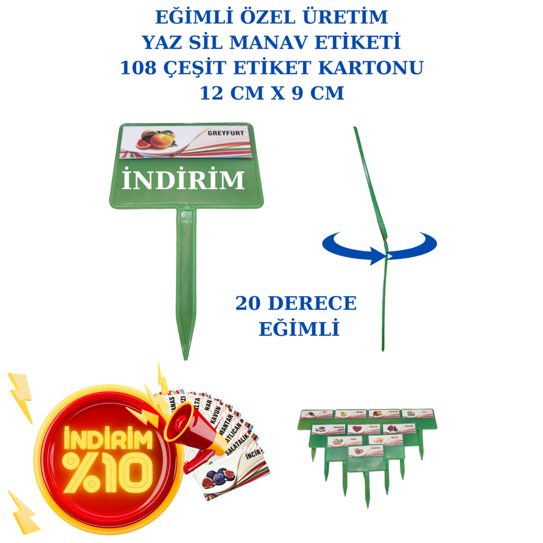 25 Adet Manav Etiketi Market Etiketi Pazarcı Etiketi 108 Adet Karton Etiketli