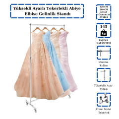 Yüksekli Ayarlı Tekerlekli Abiye Gelinlik Standı