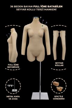 36 Beden Kollu İğne Batabilen Prova Mankeni Terzi Mankeni
