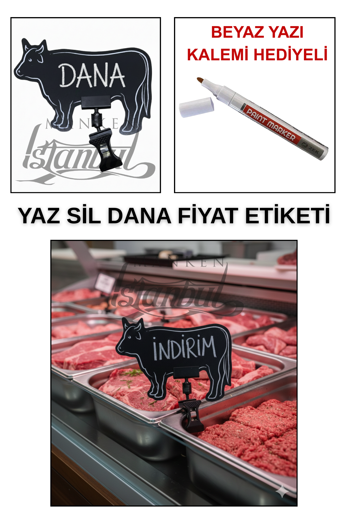 10 Adet Yaz Sil Mini Boy Fiyat Etiketi - Yazı Kalemli 10 ADET - MANDALLI - DANA