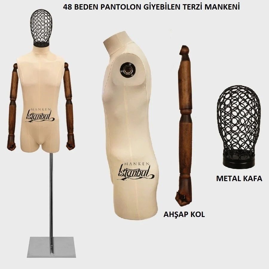 Keten Kumaş Pantolon Giyebilen Terzi Mankeni Vitrin Mankeni