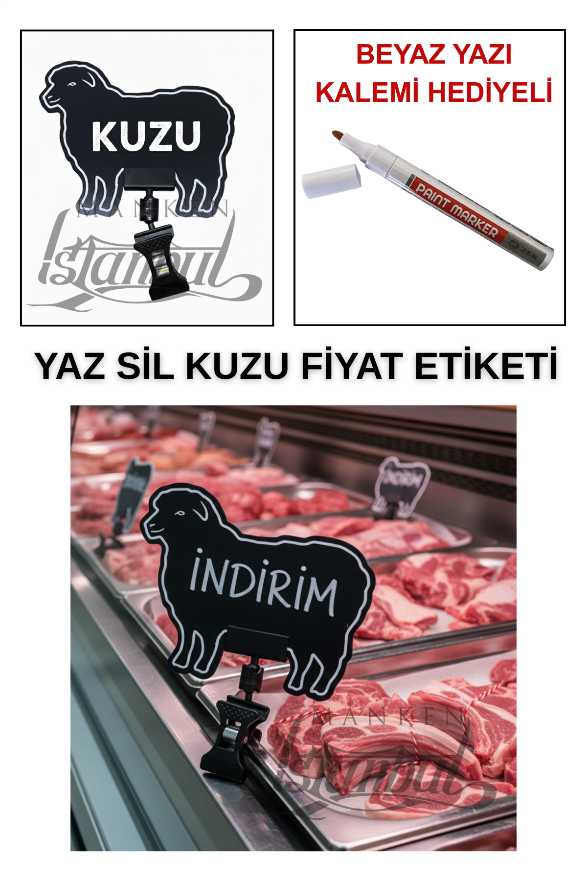 10 Adet Yaz Sil Mini Boy Fiyat Etiketi - Yazı Kalemli 10 ADET - MANDALLI - KUZU