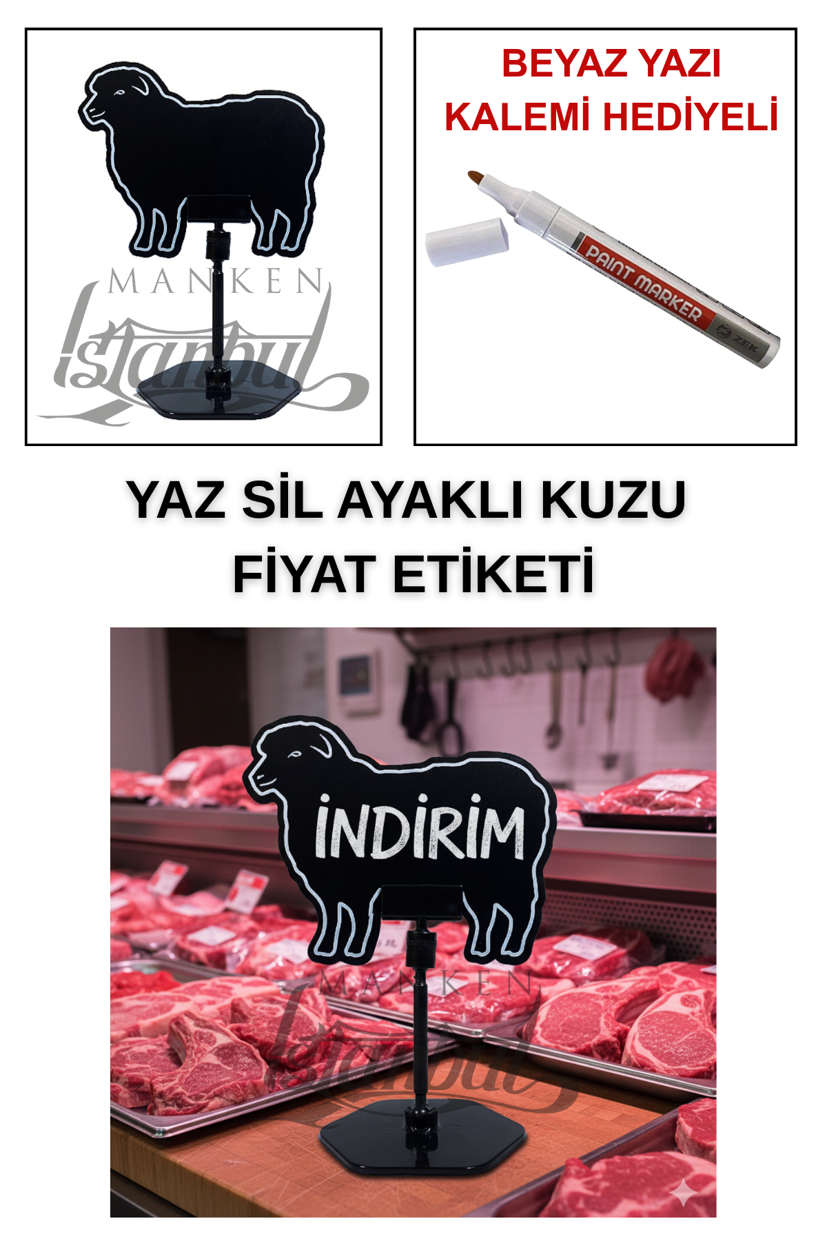 10 Adet Yaz Sil Mini Boy Fiyat Etiketi - Yazı Kalemli 10 ADET - AYAKLI - KUZU