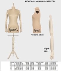 Ahşap Kukla Kollu Terzi Mankeni Vitrin Mankeni