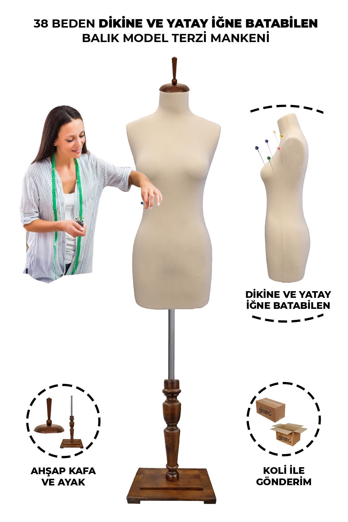 Balık Model Süngerli 38 Beden İğne Batabilen Terzi Mankeni