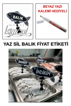 10 Adet Yaz Sil Mini Boy Fiyat Etiketi - Yazı Kalemli 10 ADET - MANDALLI - BALIK