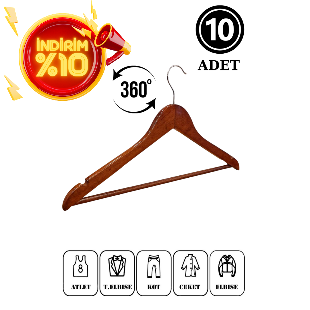 Zarif ve Şık Ahşap Elbise Askısı - Gardırobunuz İçin Mükemmel Seçim!