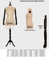 Ahşap Kukla Kollu Terzi Mankeni Vitrin Mankeni