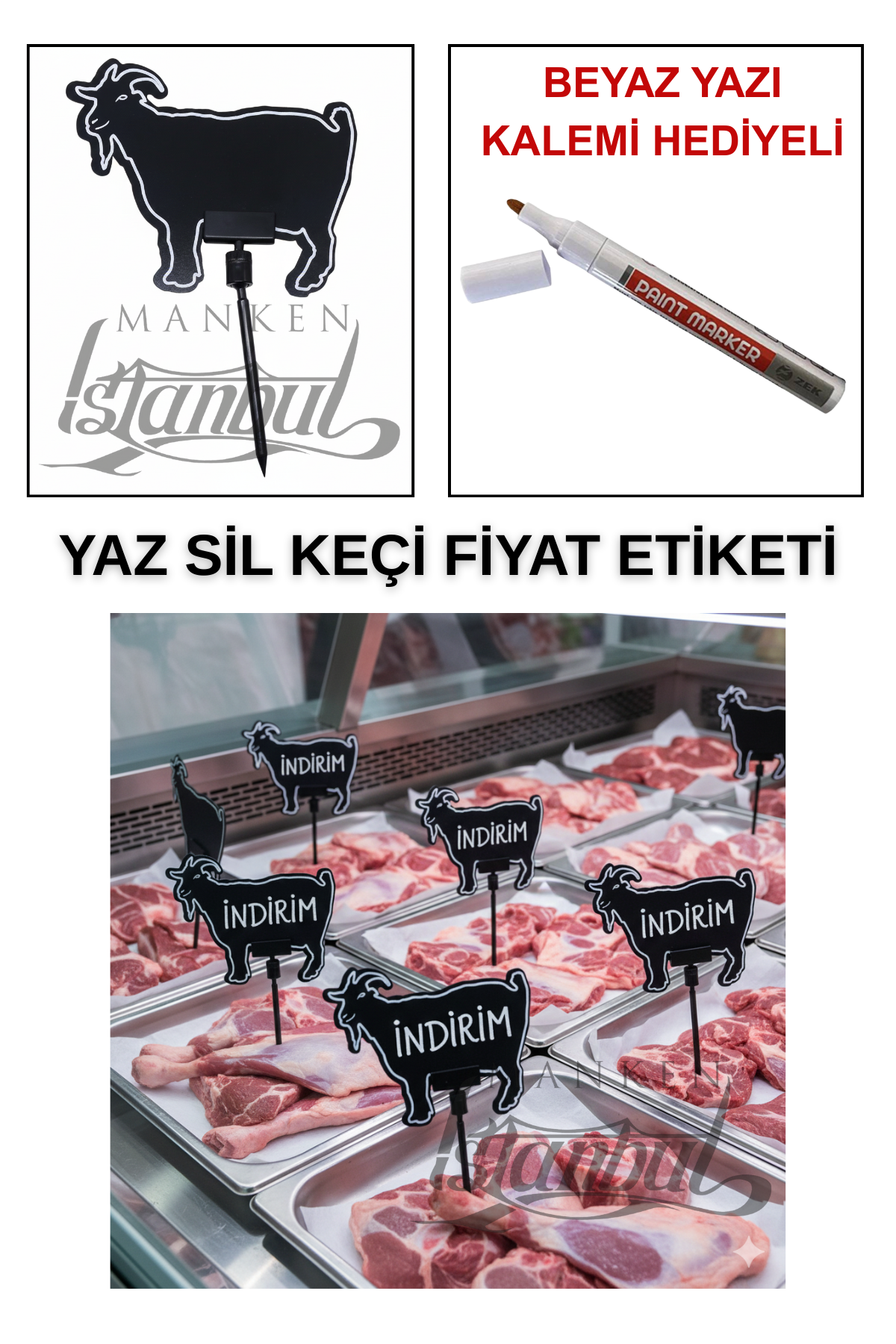 10 Adet Yaz Sil Mini Boy Fiyat Etiketi - Yazı Kalemli 10 ADET - SAPLAMALI - KEÇİ