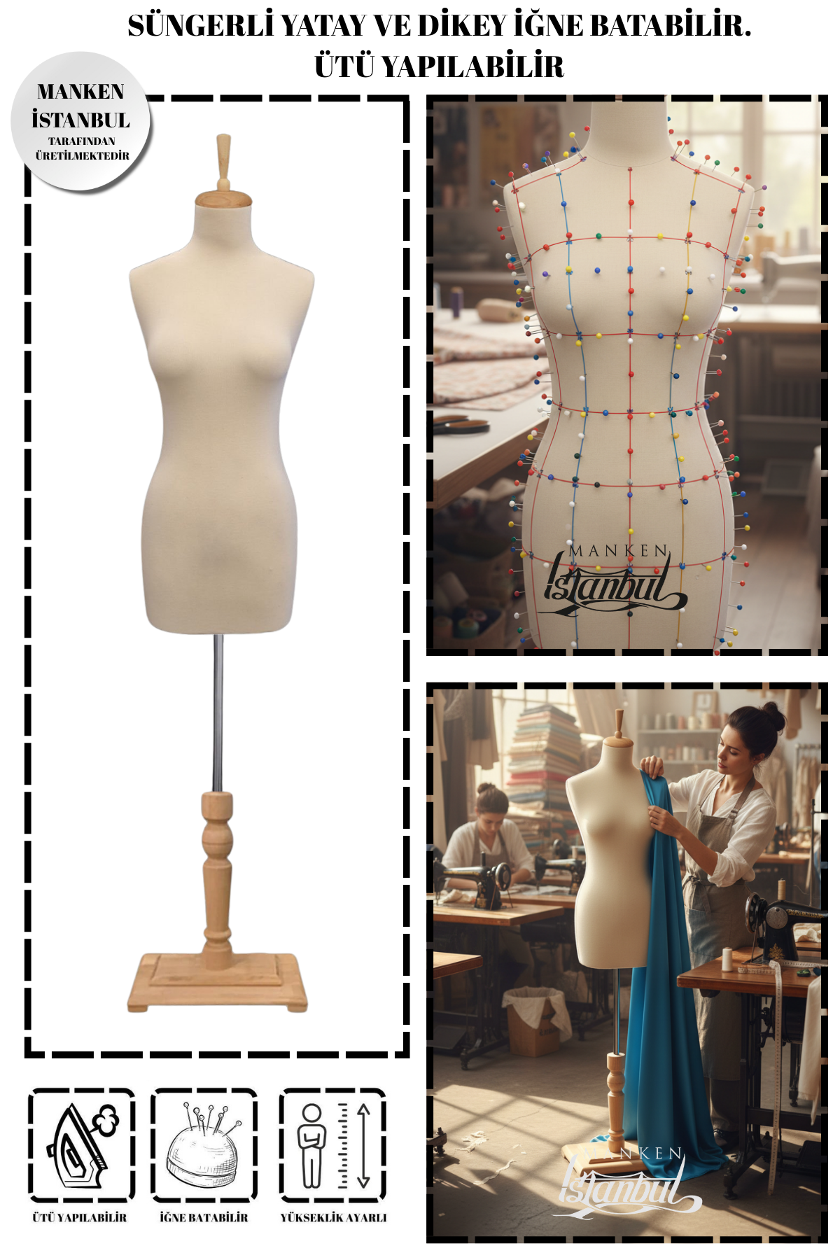 Balık Model 38 Beden Süngerli İğne Batabilen Terzi Mankeni