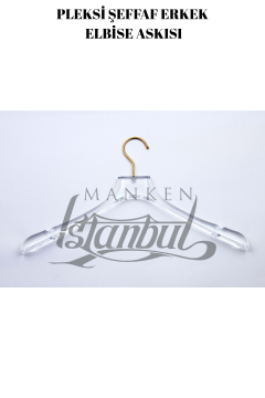 Business Class 44 Cm Pleksi Şeffaf Gold Kanca Erkek Takım Elbise Askısı Palto Ceket askısı