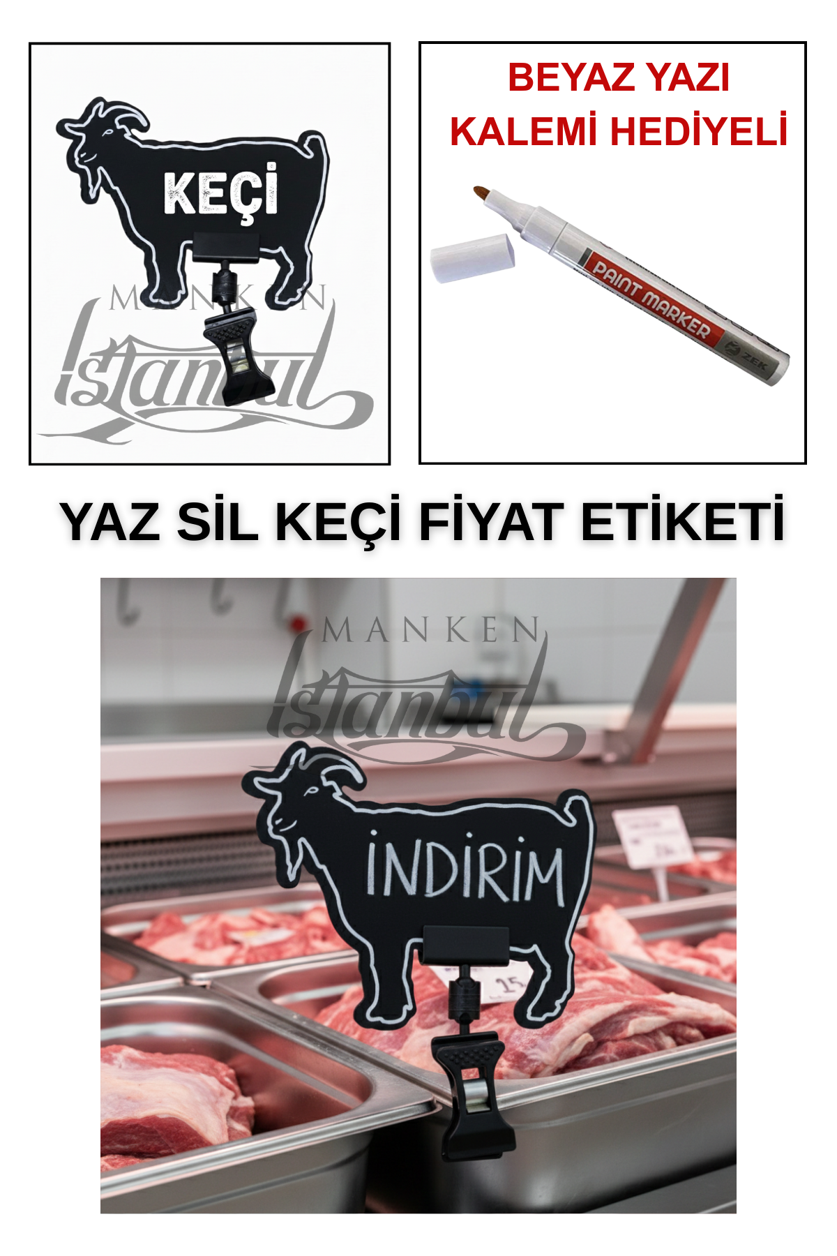 10 Adet Yaz Sil Mini Boy Fiyat Etiketi - Yazı Kalemli 10 ADET - MANDALLI - KEÇİ