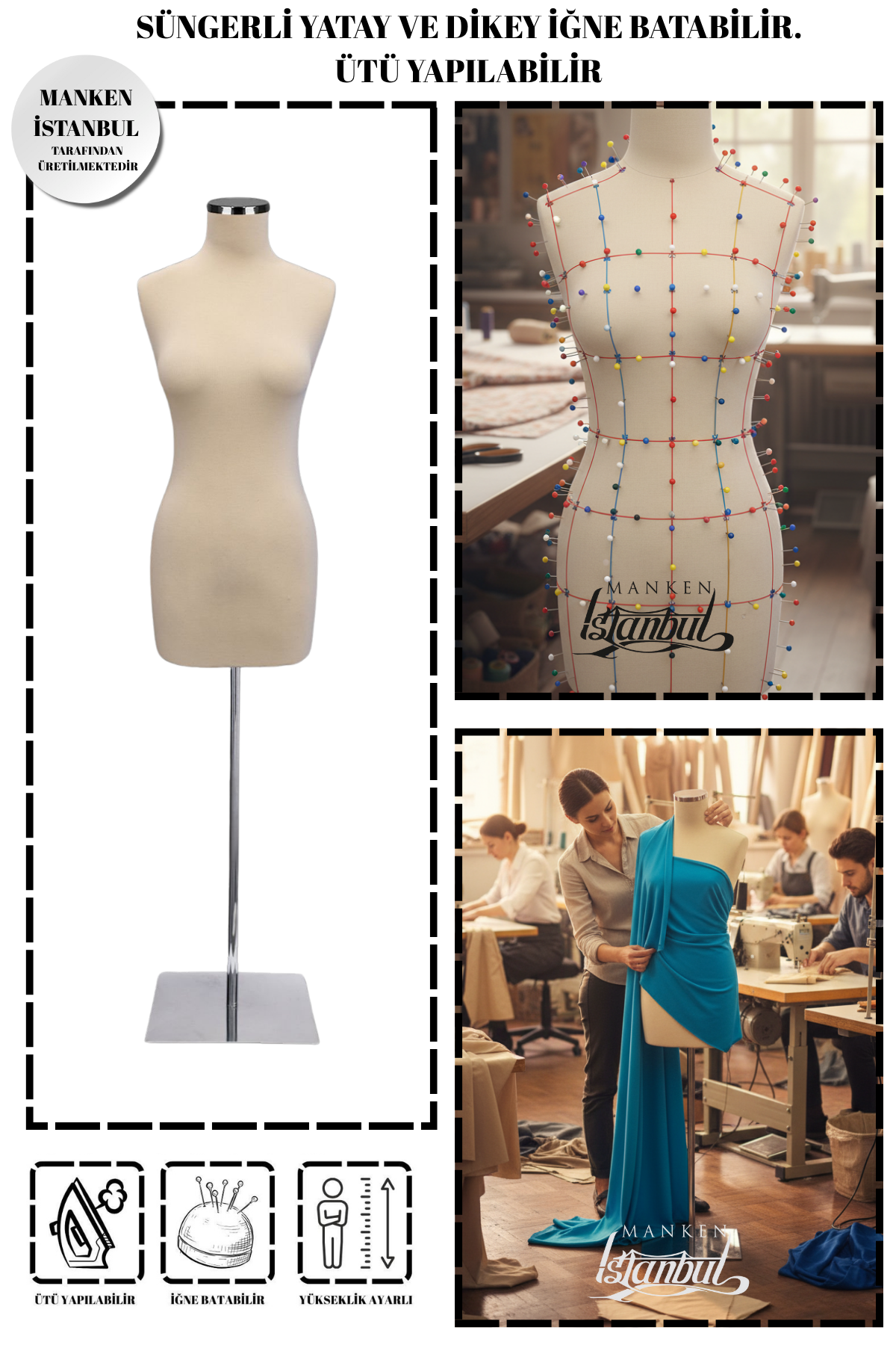 38 Beden Balık Model Süngerli İğne Batabilen Terzi Mankeni