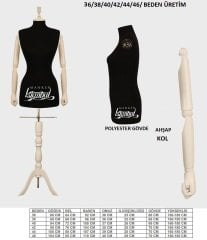 Ahşap Kukla Kollu Terzi Mankeni Vitrin Mankeni