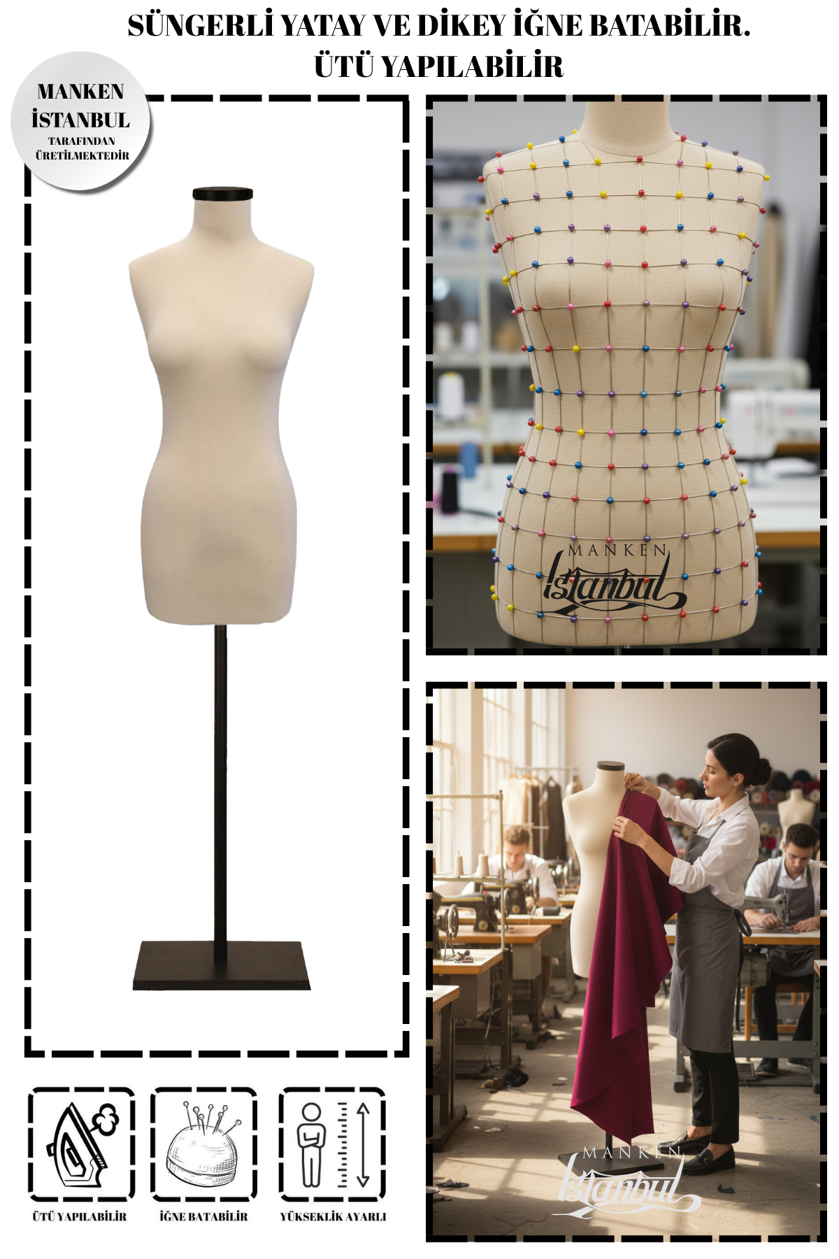 38 Beden Balık Model Süngerli İğne Batabilen Terzi Mankeni