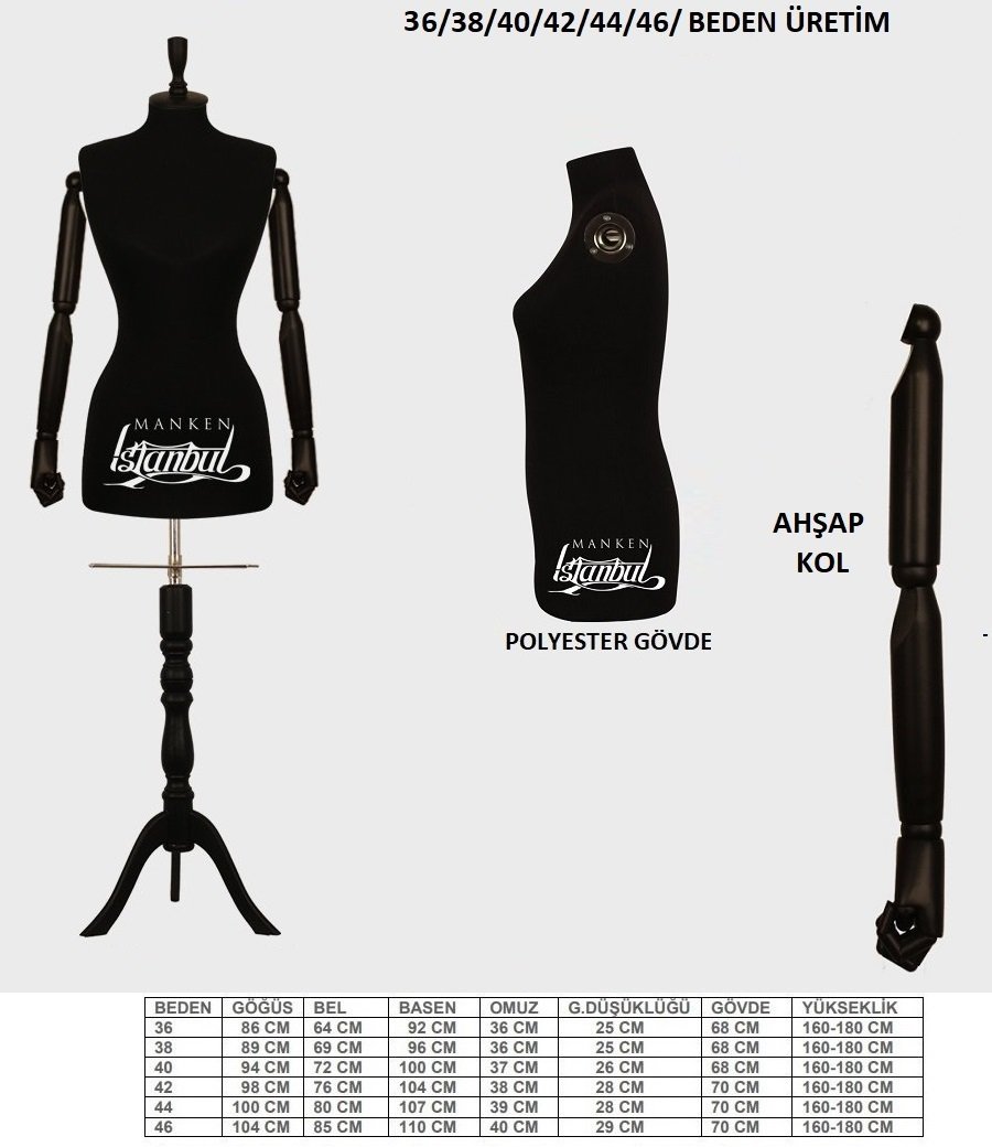 Ahşap Kukla Kollu Terzi Mankeni Vitrin Mankeni