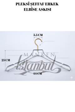 44 Cm Pleksi Şeffaf Gold Kanca Erkek Takım Palto Ceket Askısı 5 ADET