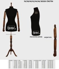 Ahşap Kukla Kollu Terzi Mankeni Vitrin Mankeni