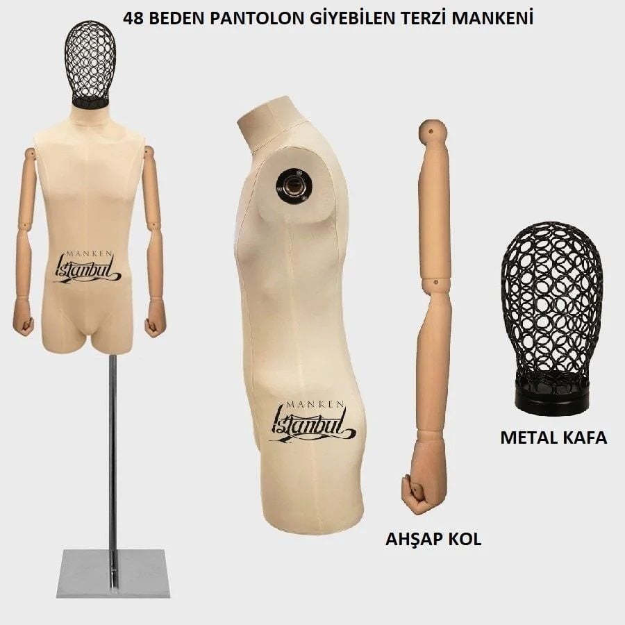 Keten Kumaş Pantolon Giyebilen Terzi Mankeni Vitrin Mankeni